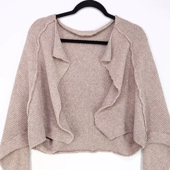 Cue & Emm Knitted Shrug Open Front Cardigan Linen Blend Crop Medium Boho Beach - Picture 2 of 13